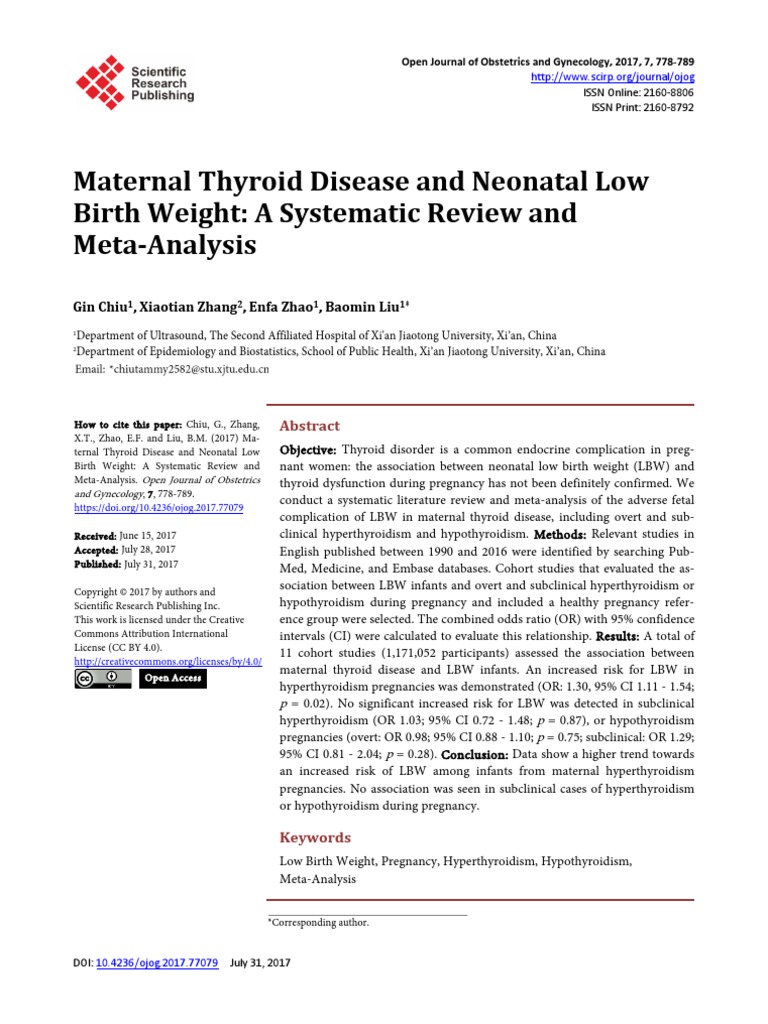 Maternal Thyroid Disease and LBW Analysis | PDF | Thyroid Stimulating ...
