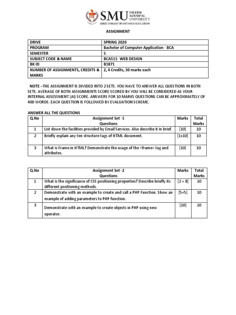 BCA Web Design Assignment Overview | PDF | Business | Technology ...