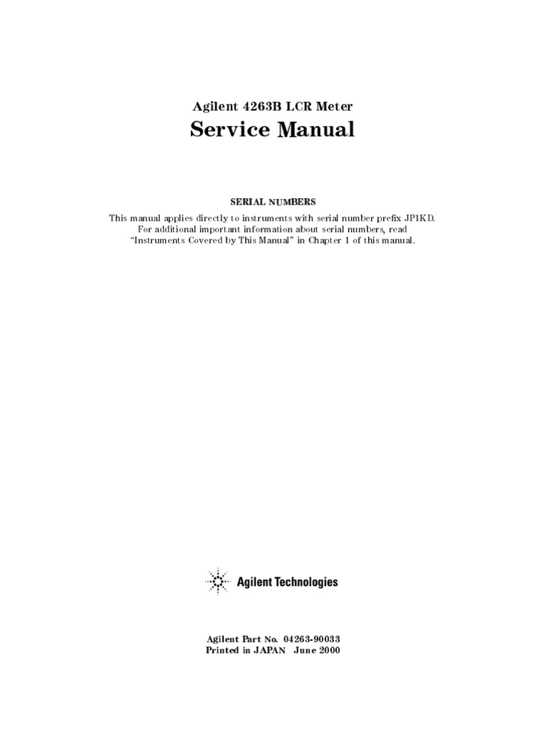 4263B Service Manual | PDF | Electrical Impedance | Calibration