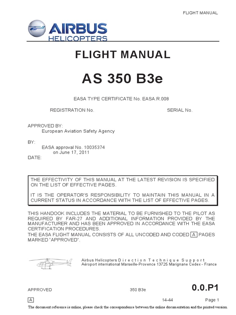 AS 350 B3e Flight Manual Approved | PDF