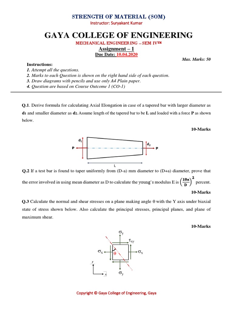 Strength of Material PDF Stress (Mechanics) Young's Modulus