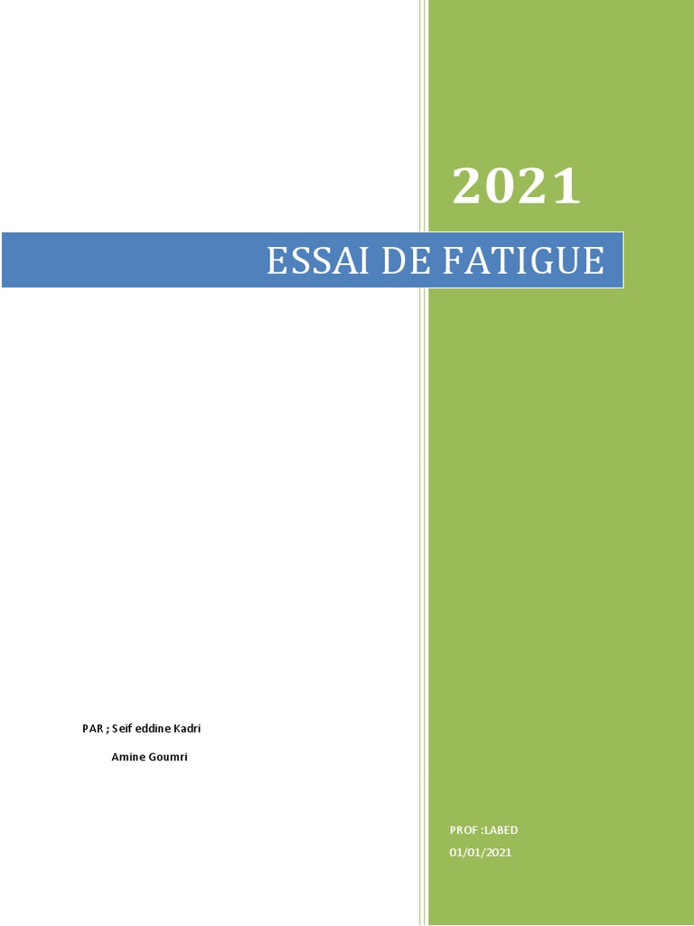 Caractérisation de la fatigue des matériaux | PDF | Fatigue (matériau ...