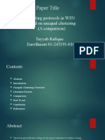 Routing Protocols in WSN Based On Unequal Clustering (A Comparison) Tayyab Rafique Enrollment 01-245191-010