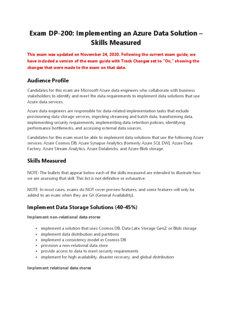 DP-200 Exam Guide: Azure Data Solutions | PDF | Microsoft Azure ...