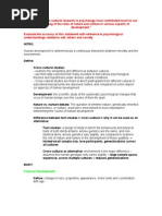 Download Development  Cross-Cultural Studies Notes by Jess SN49269418 doc pdf