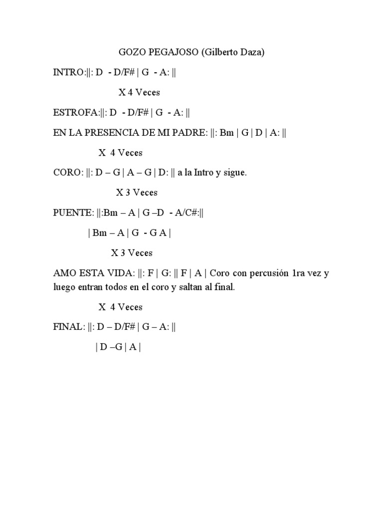 Letras y acordes de Gozo Pegajoso | PDF