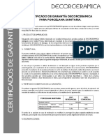 Garantia Porcelana Sanitaria