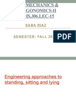 Biomechanics & Ergonomics-Ii SHS.306.LEC-15: Saba Riaz