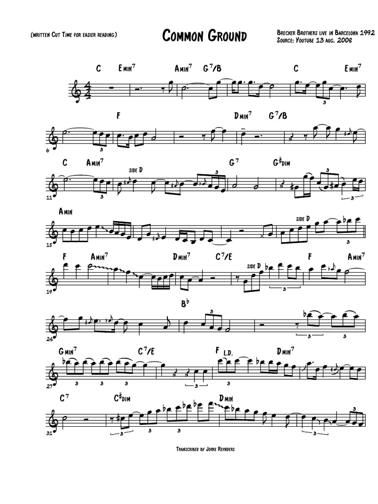 Michael Brecker Common Ground Pdf