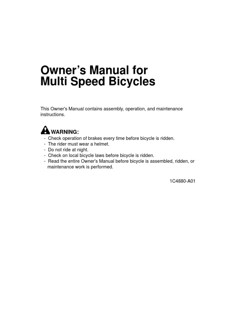 HUFFY Bicycle Multispeed Manual PDF Vehicles Vehicle Technology