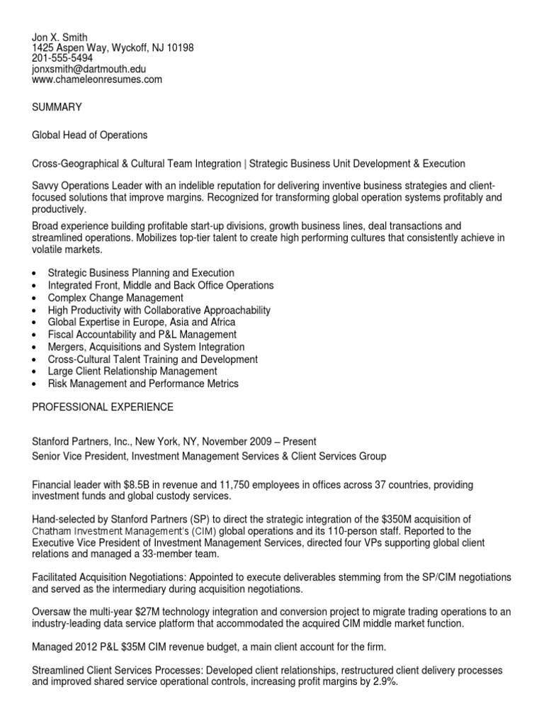 ATS Resume Sample PDF Mergers And Acquisitions Investment Management