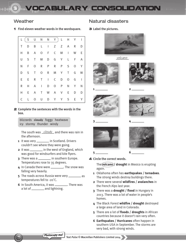 U3 Vocabulary Extension Pdf Natural Disasters Natural Hazards