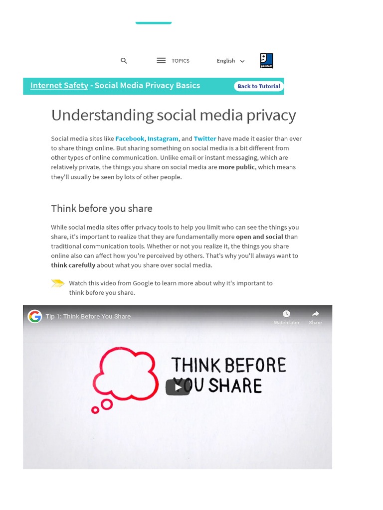 Understanding Social Media Privacy: Think Before You Share | PDF ...