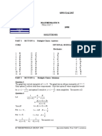 1998 Specialist Maths Exam 1 Solutions