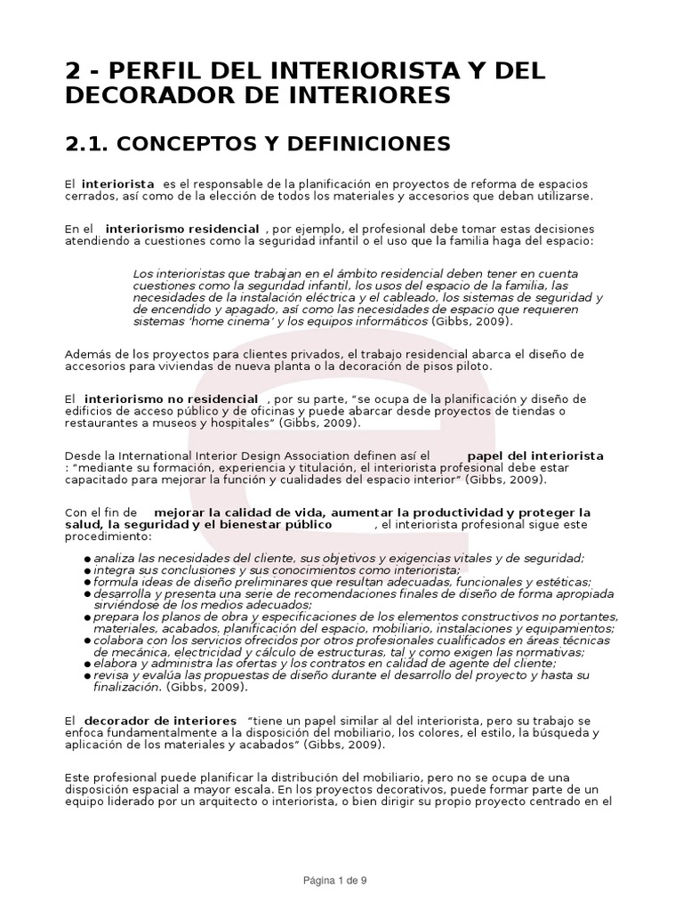 Perfil del Interiorista y Decorador | PDF | Diseño | Plan de estudios