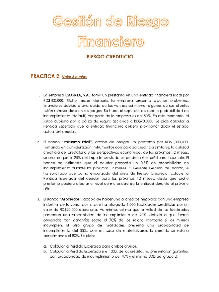 Practica Riesgo De Credito Pdf