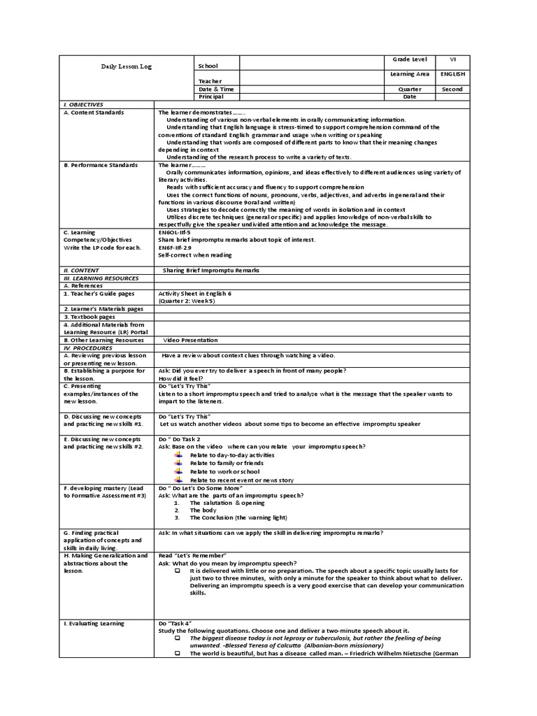 Dll Day 2 Pdf Reading Comprehension English Language