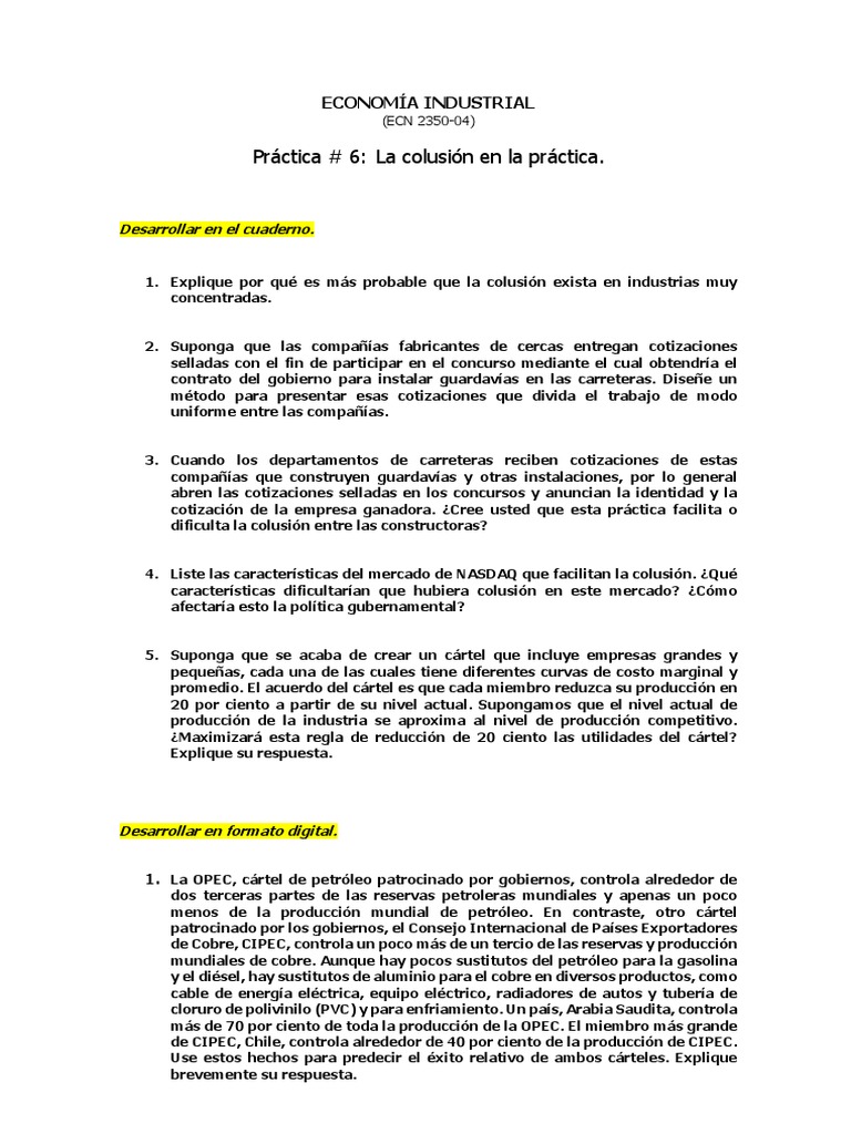 Colusión en la economía industrial | PDF | OPEP | Petróleo