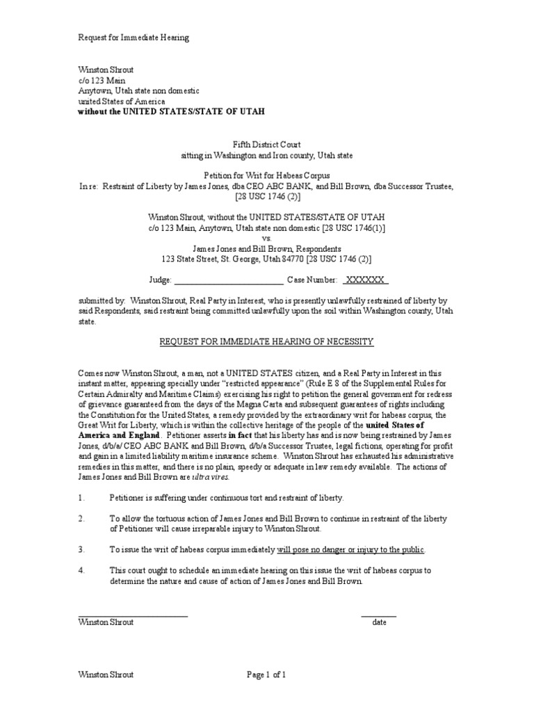 4 Motion For Hearing PDF Habeas Corpus Legal Concepts