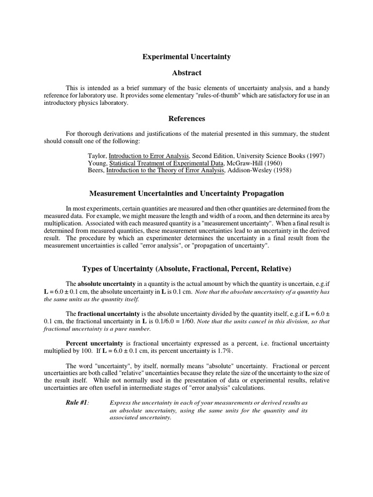 Experimental Uncertainty1 | PDF | Uncertainty | Standard Deviation