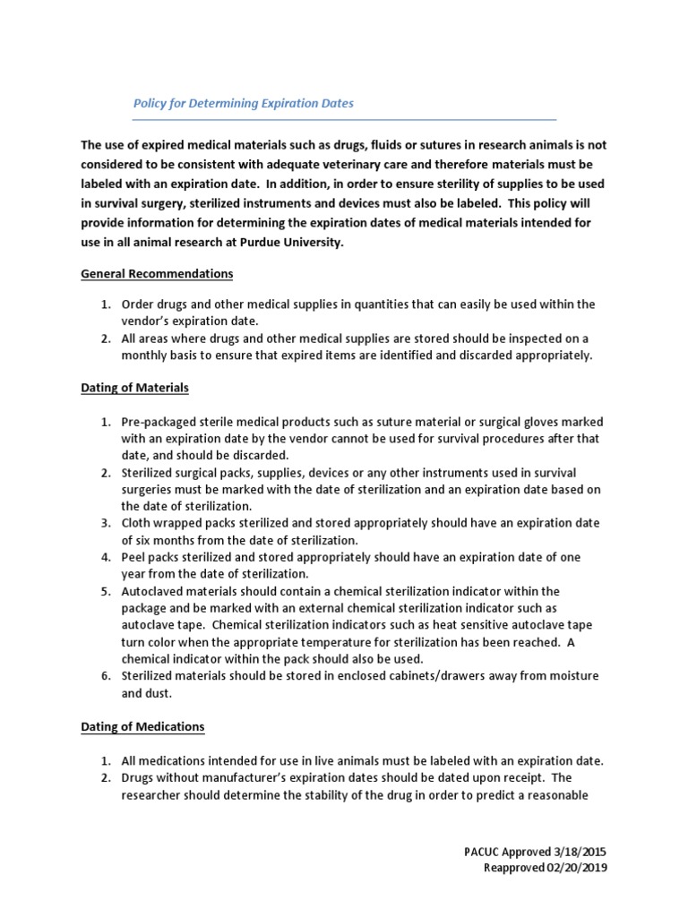 Determining Expiration Dates of Medical Materials PDF Shelf Life