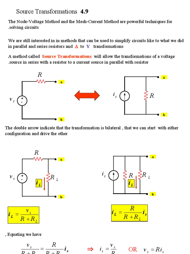 Image Result For Source Transformation In Electrical Circuits