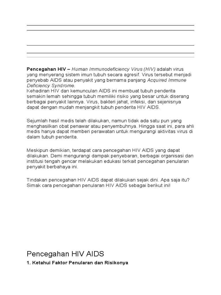 Pencegahan HIV AIDS: Pencegahan HIV - Human Immunodeficiency Virus (HIV ...