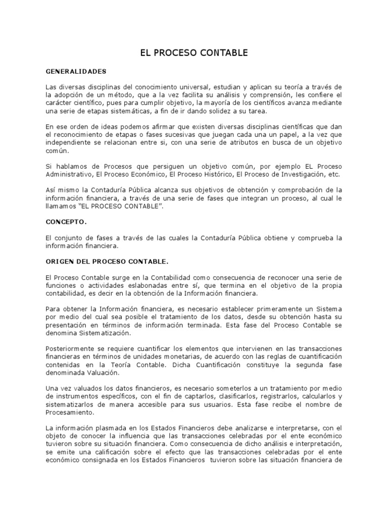 Fases del Proceso Contable | PDF | Contabilidad | Teneduría de libros