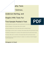 Excel Normality Tests Kolmogorov-Smirnov, Anderson-Darling, and Shapiro Wilk Tests For Two-Sample Pooled T-Test