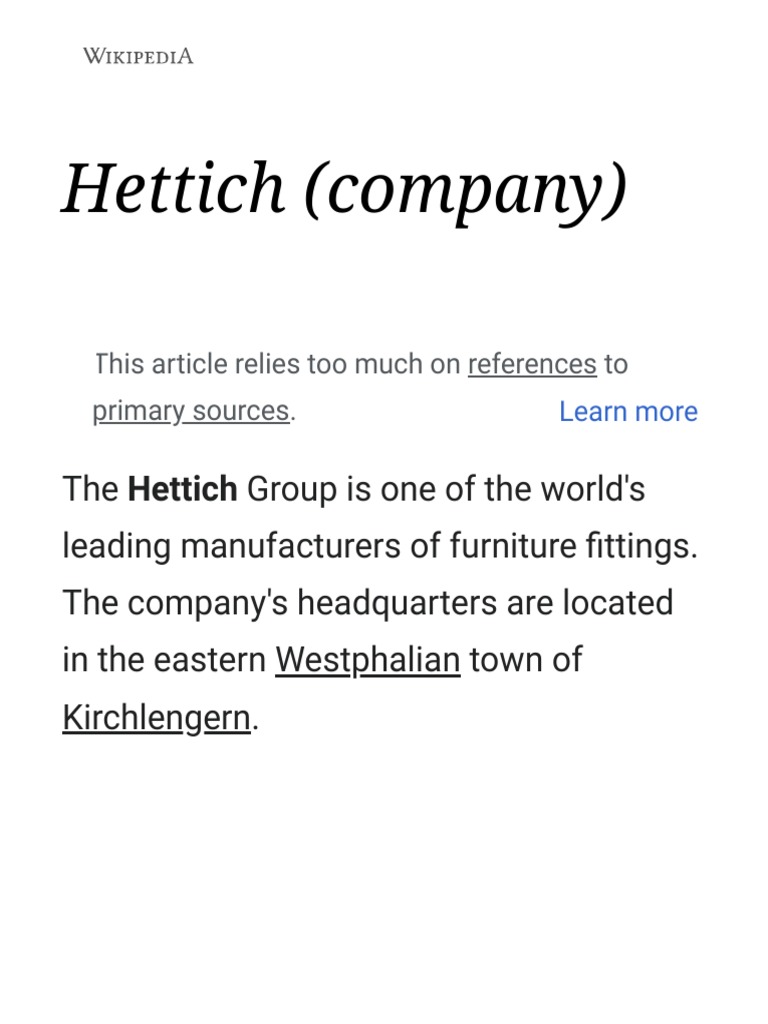 Hettich Wikipedia PDF Industries Production And