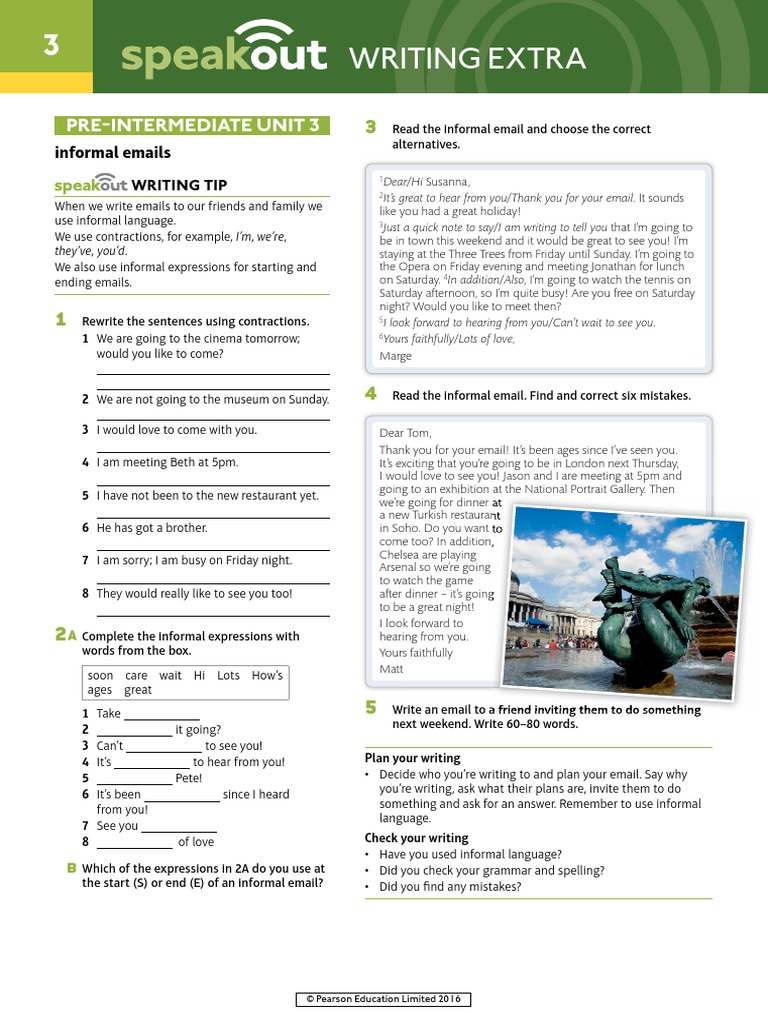 Speakout Writing Extra Pre-Intermediate Unit 03 | PDF