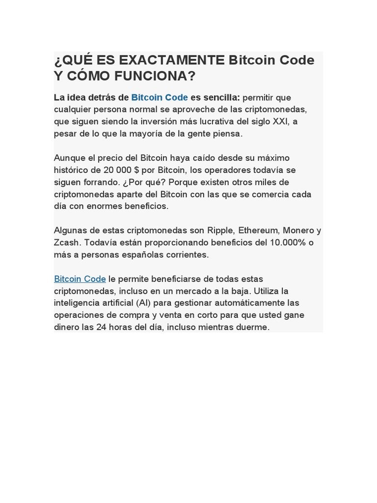 Bitcoin Code: Inversión Automática en Criptomonedas | PDF | Bitcoin ...
