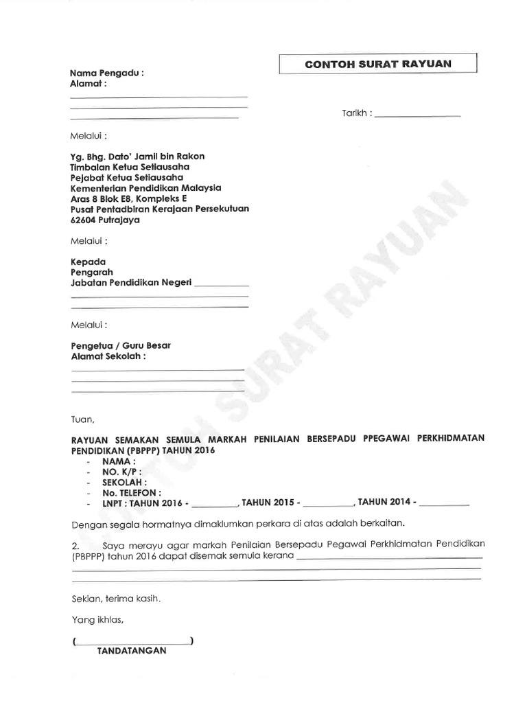 Contoh Surat Rayuan Pdf