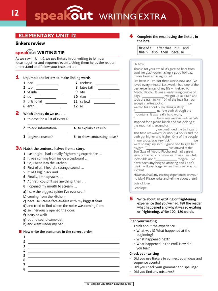 Speakout Writing Extra Elementary Unit 12 | PDF