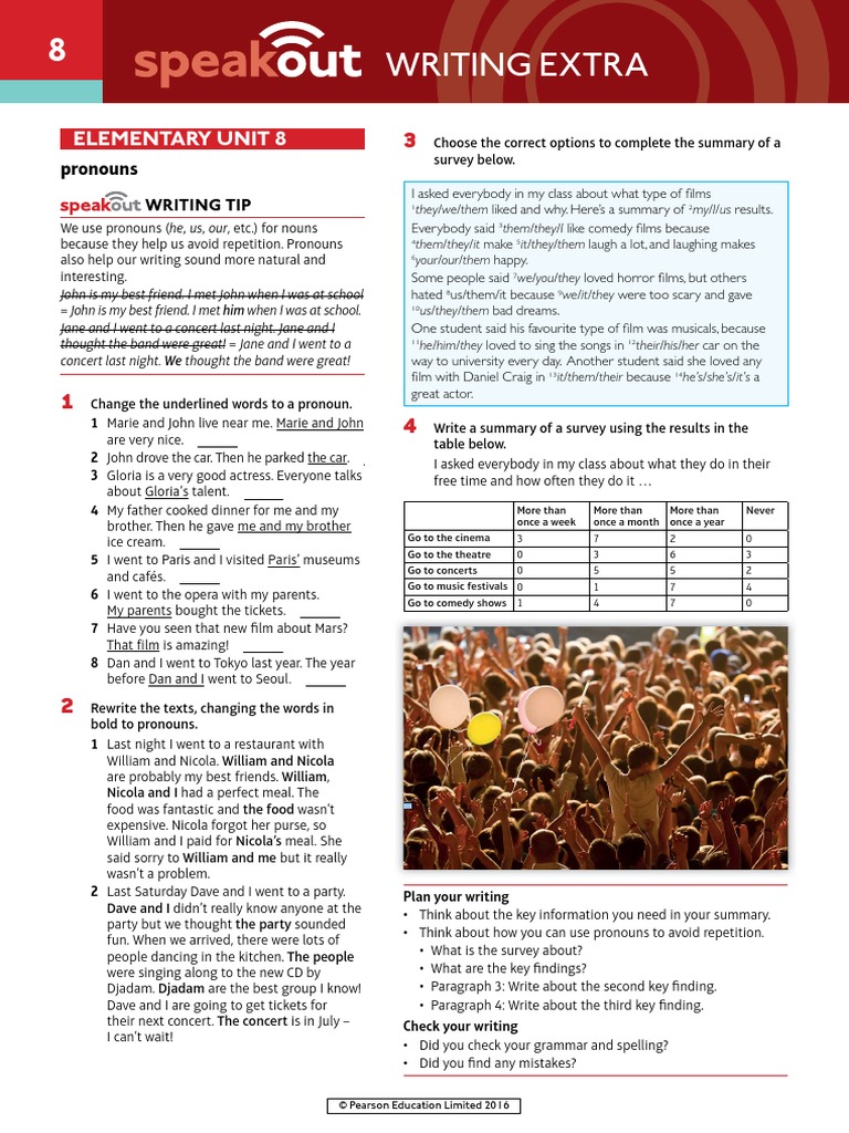 Speakout Writing Extra Elementary Unit 08 | PDF
