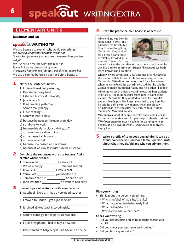 Speakout Writing Extra Elementary Unit 06 | PDF