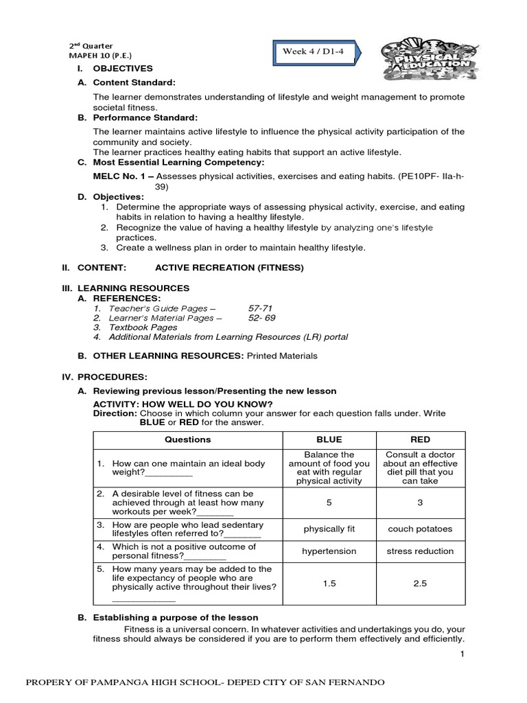 Fitness and Lifestyle Management Guide | PDF | Physical Fitness ...