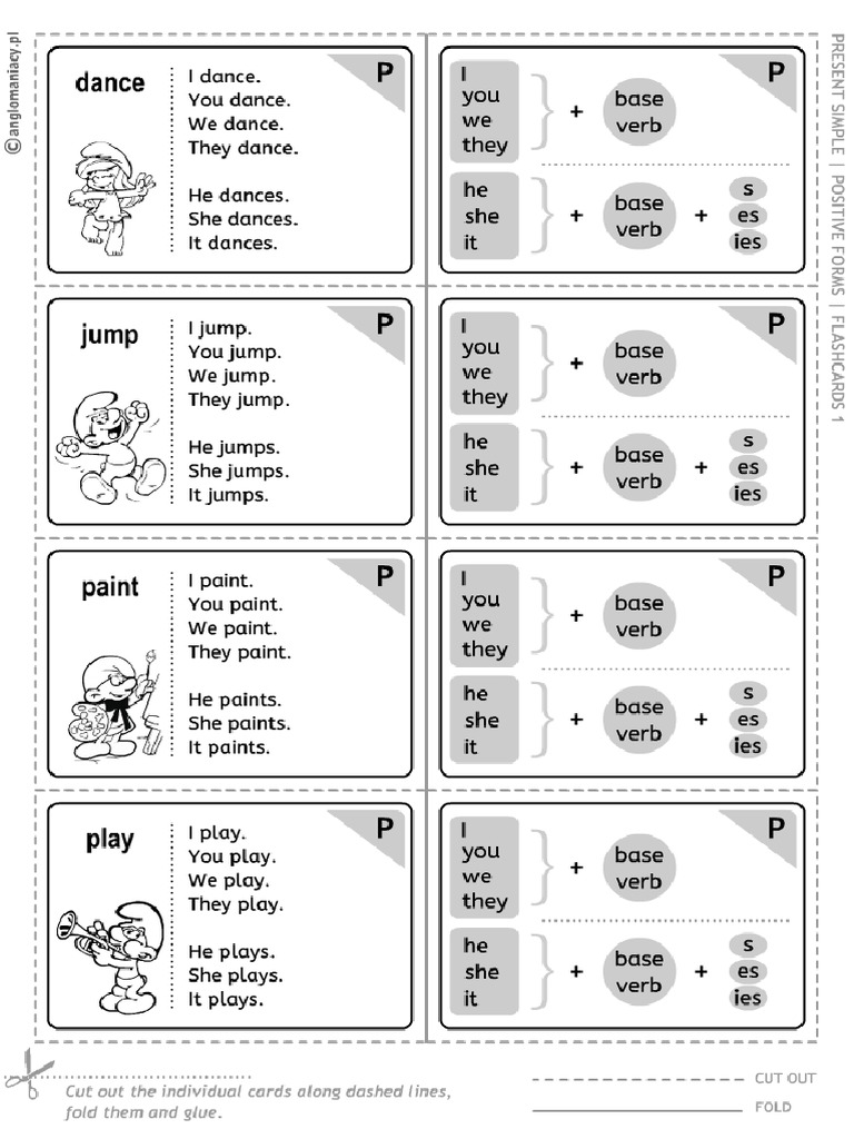 Grammar Flashcards Present Simple Forms | PDF