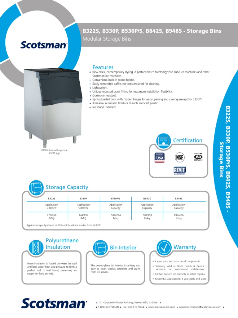 Scotsman B530P - 536 LB Capacity 30 Wide Ice Storage Bin