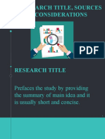 The Research Title, Sources and Considerations