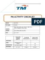 PM Activity Checklist: Region Site Name