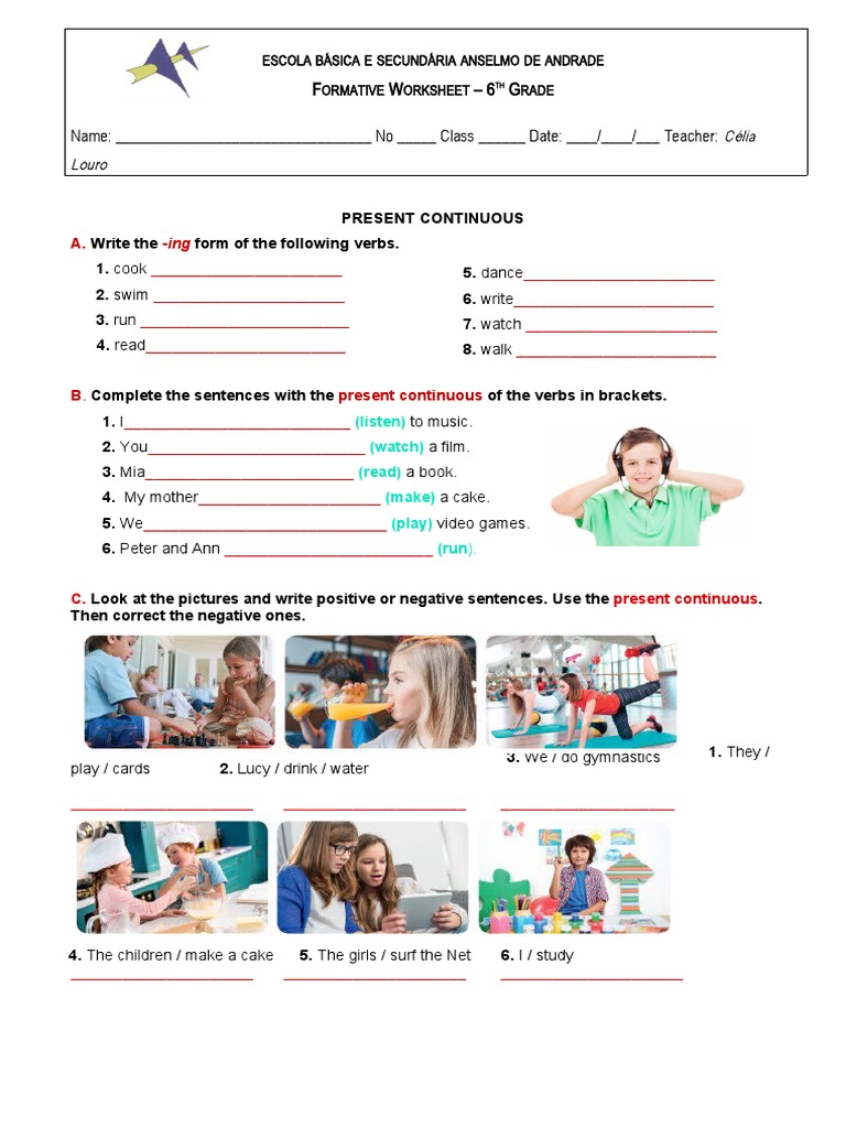 Present Continuous 6th Grade | PDF