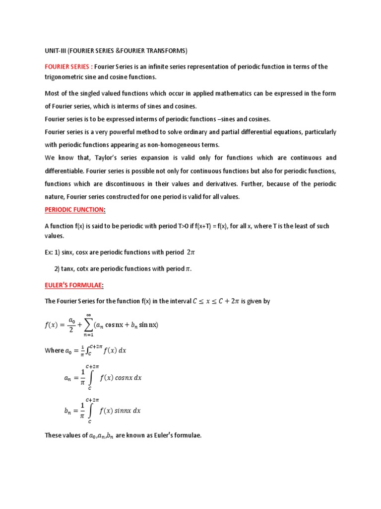 Fourier Series and Transform Basics | PDF | Fourier Series | Sine