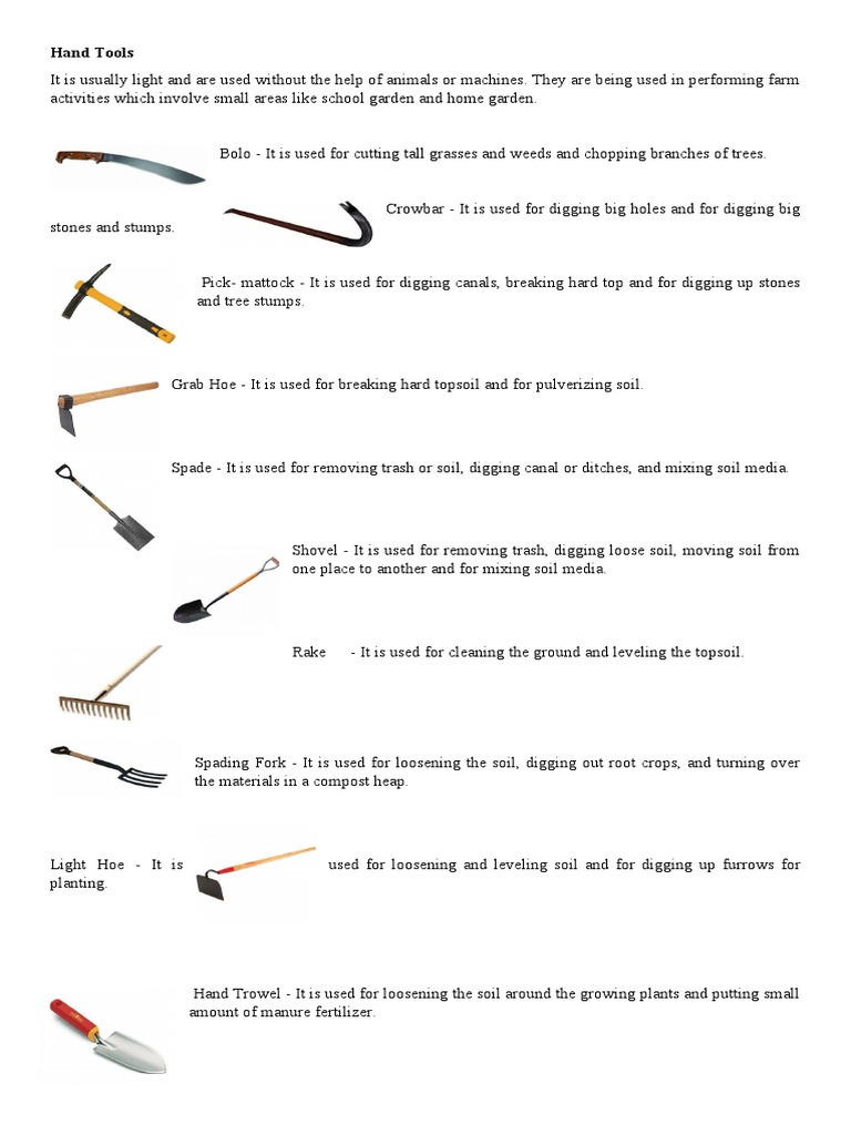 Farm Tools and Equipments | PDF | Agricultural Machinery | Botany