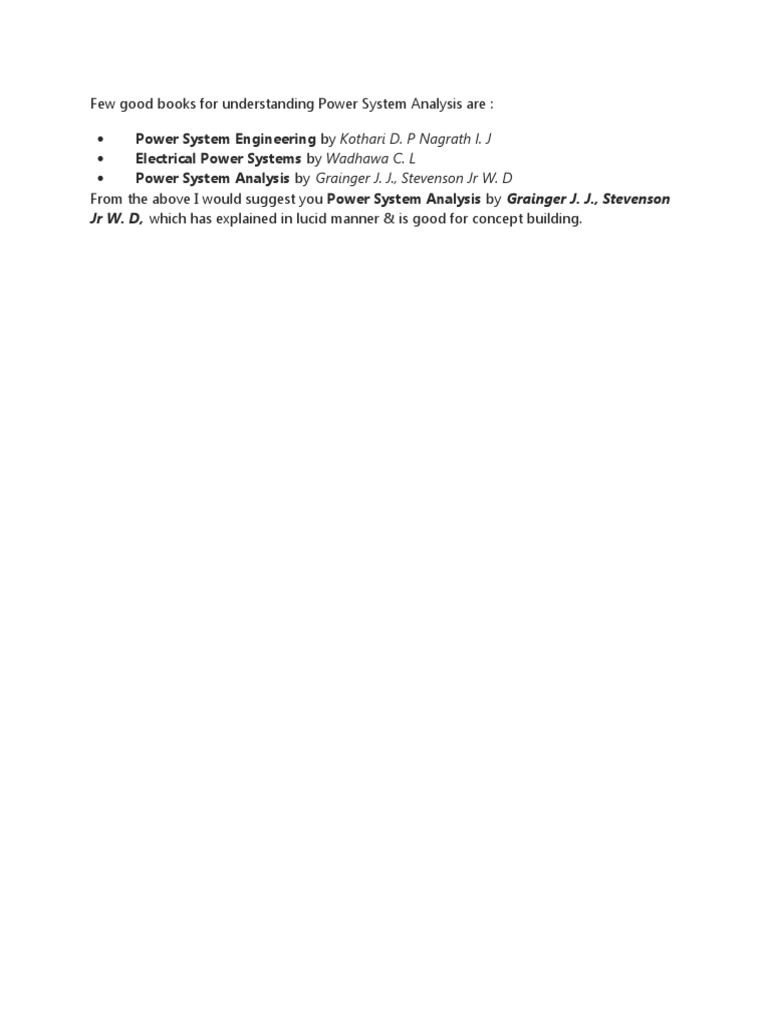 Power System Analysis Books | PDF