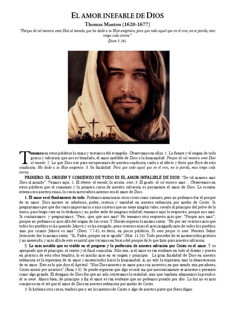 Thomas Manton El Amor Inefable De Dios Cristo Titulo Pecado