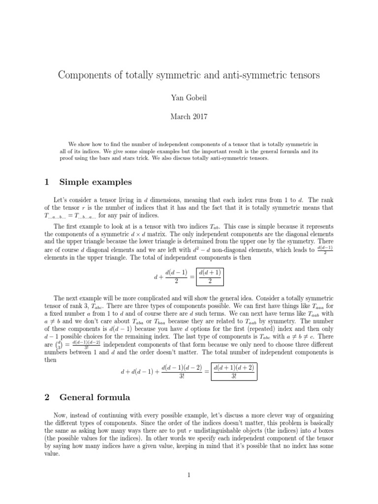 Symmetric Tensor PDF Tensor Differential Geometry