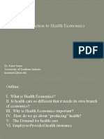 Introduction To Health Economics: Dr. Katie Sauer University of Southern Indiana Kmsauer1@usi - Edu