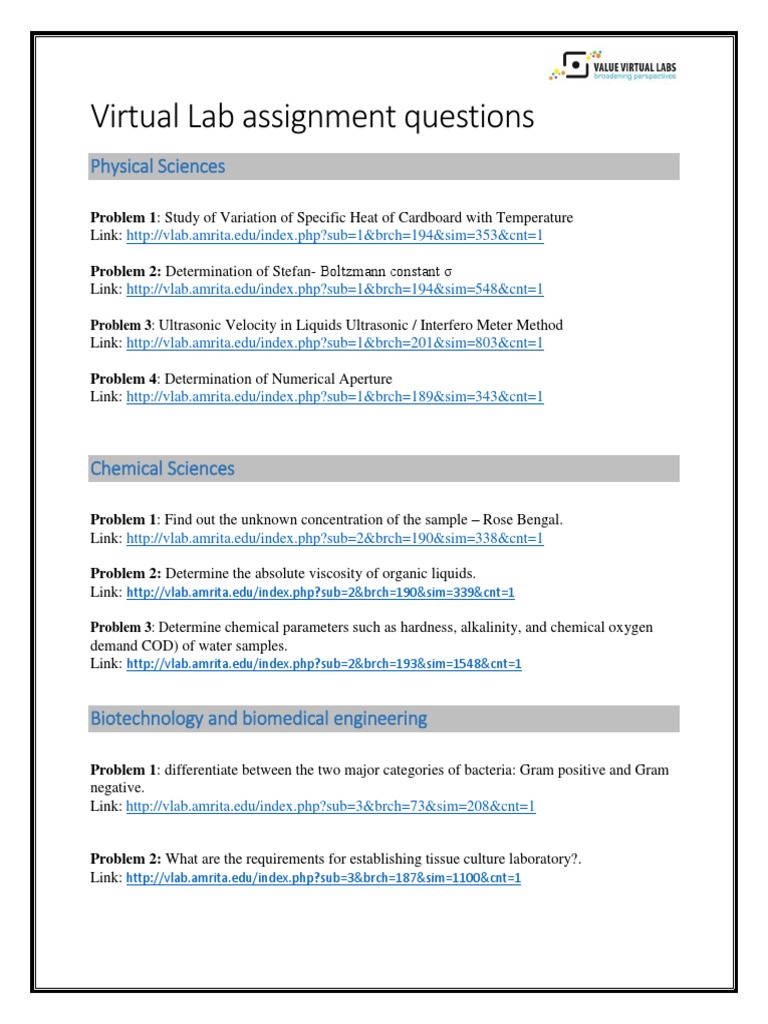 Science & Tech Virtual Lab Tasks | PDF | Technology & Engineering