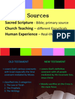 Sources: Sacred Scripture Church Teaching - Human Experience